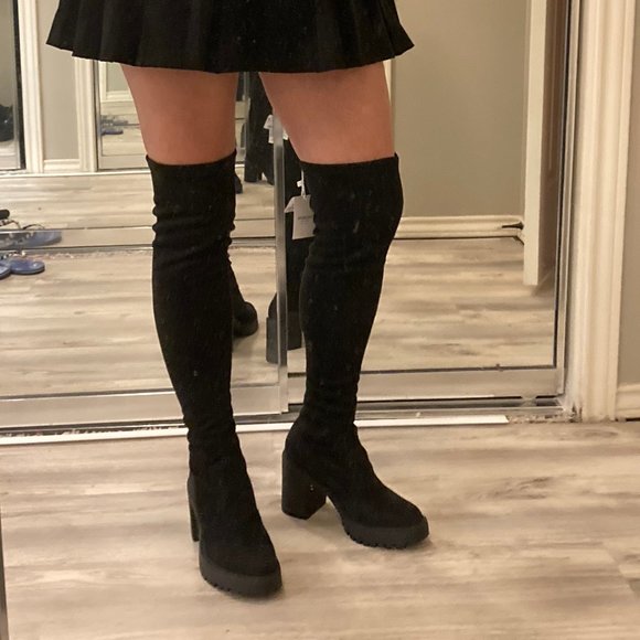 pull and bear knee boots